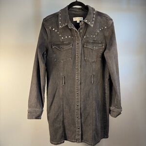IdyllWind Western Studded Black Denim Shirt Dress